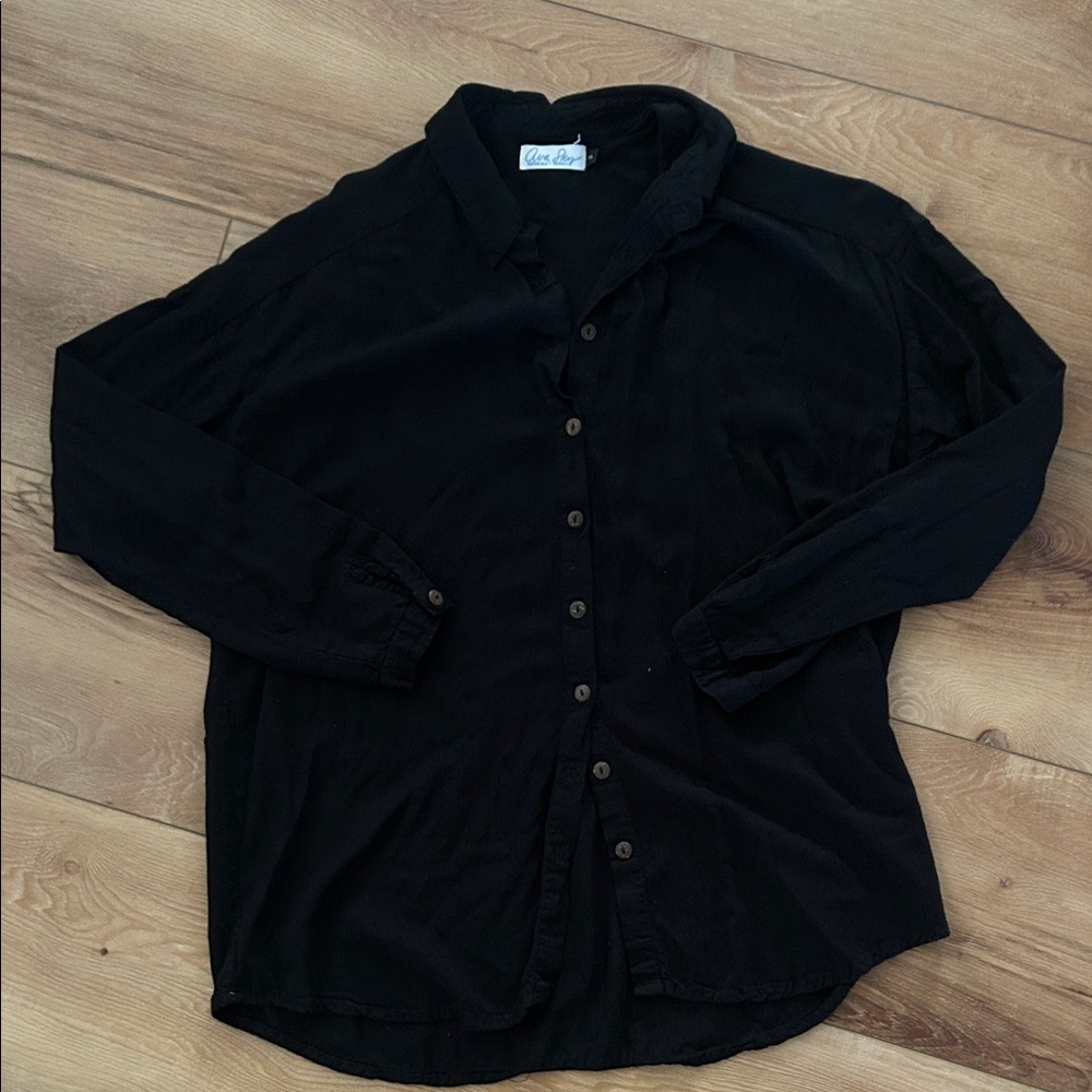 Ava sky Black Casual Button Down Shirt
